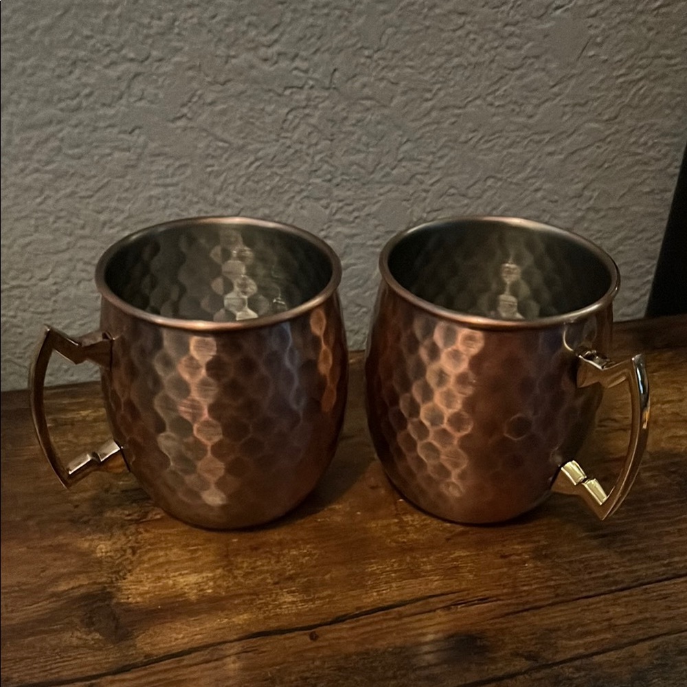 Eco One by Silver One Moscow type Mule Hammered Copper Mugs Set Of 2